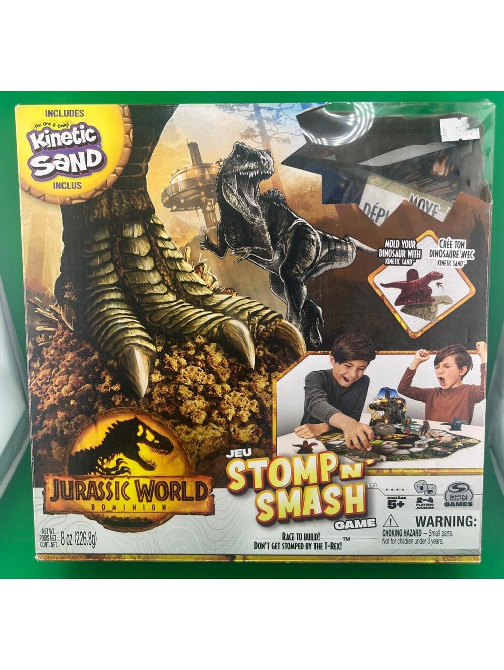 Jurassic World Dominion Stomp N Smash Dinosaur Board Game With Kinetic Sand